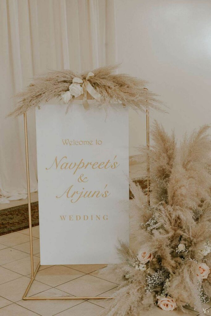 Wedding Signage with Pampas and floral