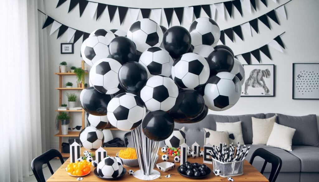 Black and White Soccer Ball Balloons for Football/Soccer Themed birthday party