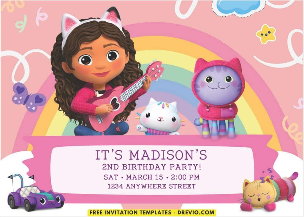 Gabby Dollhouse Birthday Invitation