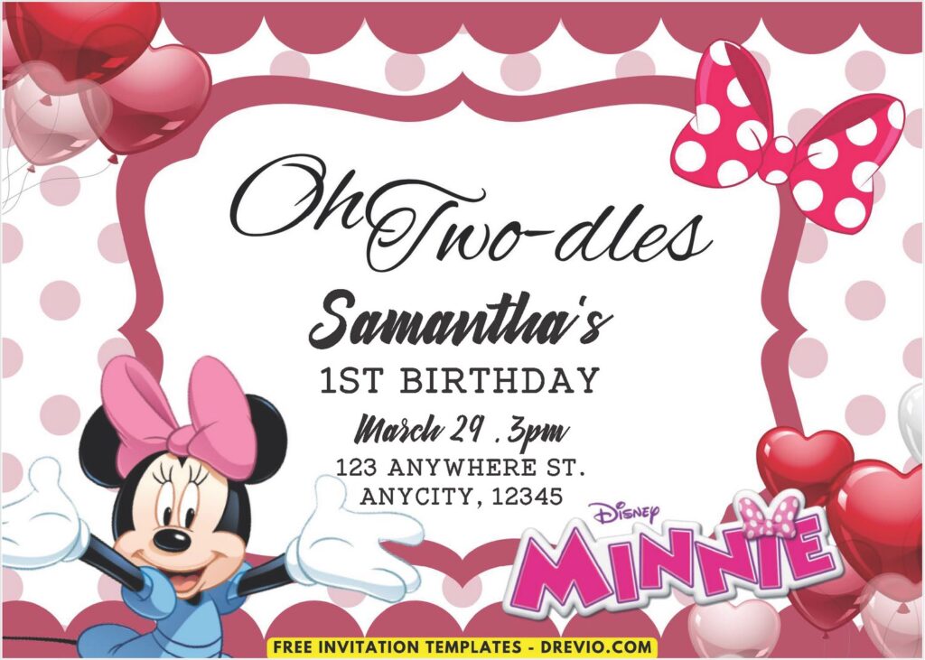 Oh Two-dles Minnie Mouse Birthday Invitation