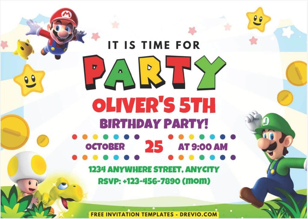 Mario & Luigi Birthday Invitation