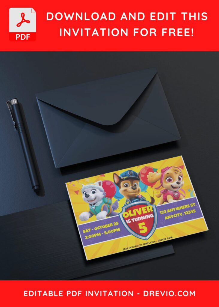 PAW Patrol kids birthday invitation