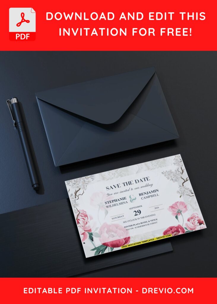 Springtime Japanese Sakura BlossomWedding Invitation