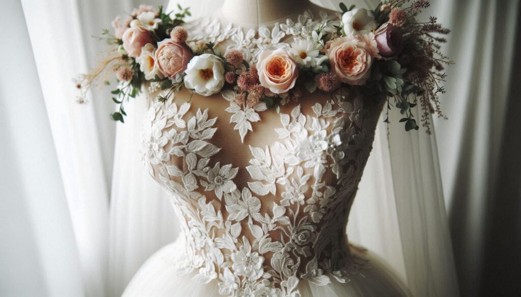 Gorgeous Wedding Dress stunning floral lace and embroidered details