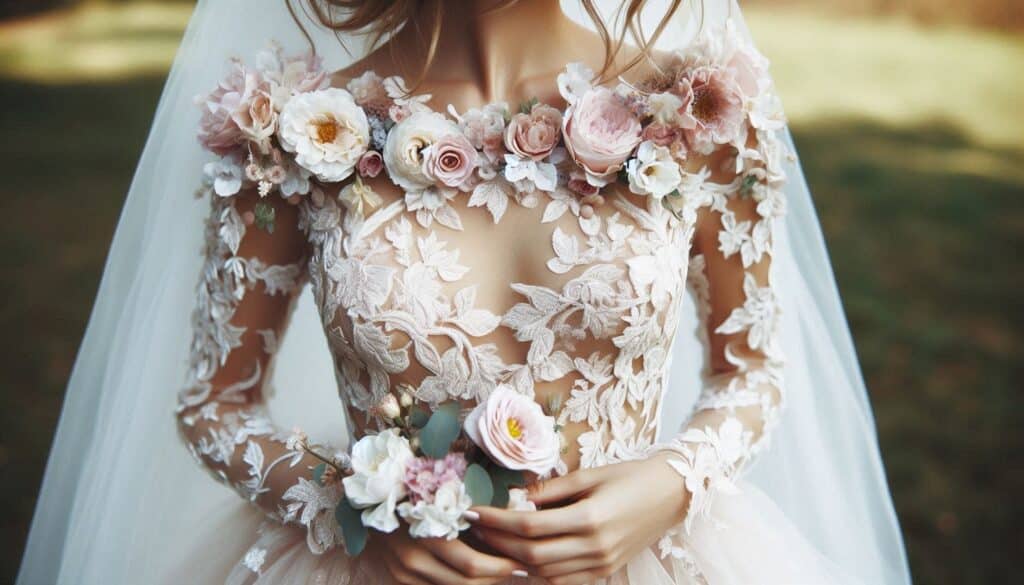 Floral Adorned Bridal Wedding Dress