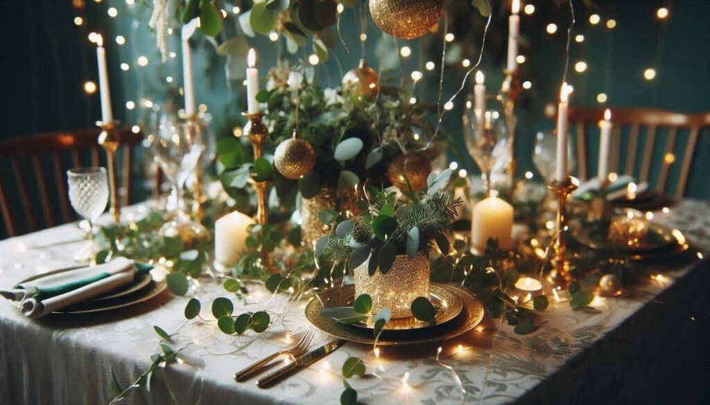 Gorgeous Greenery Inspired Table Decor with Twinkling Lights Setups