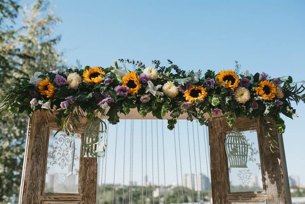 Rustic Wooden Sunflower Arch