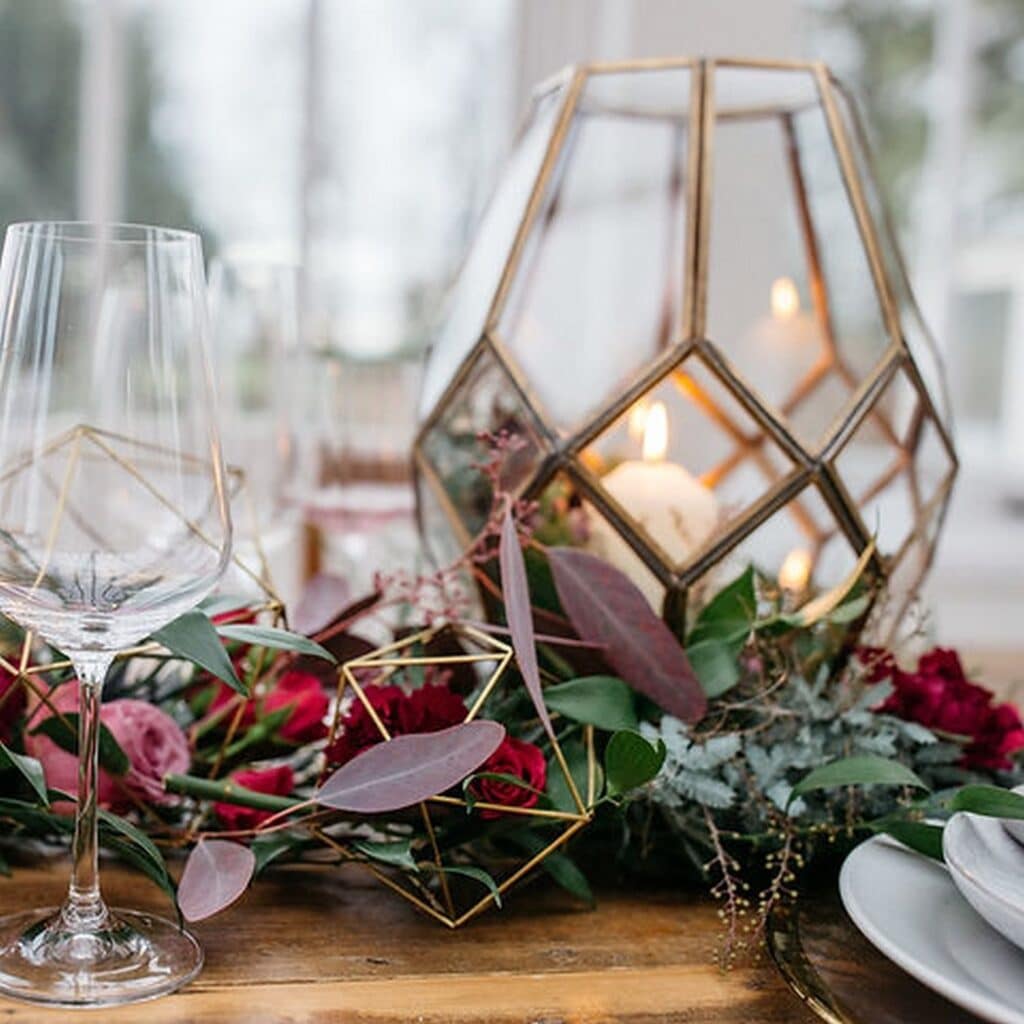 Golden Geometric Lantern