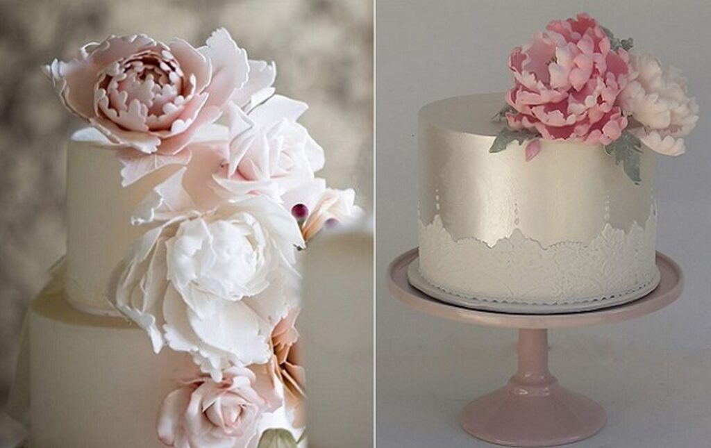 Simple Peony Wedding Cake