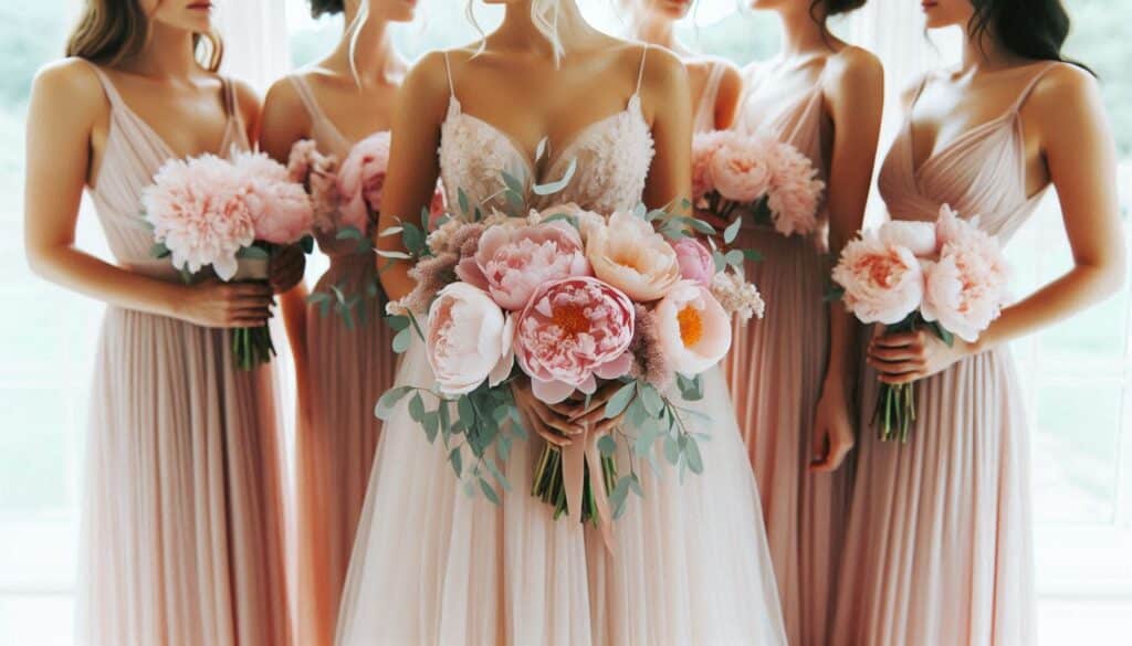 Gorgeous bride in Beautiful Pastel Wedding Dress