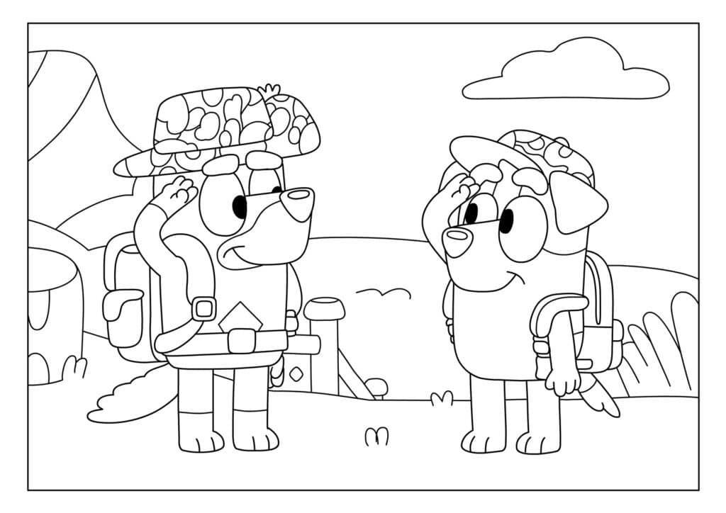 Bluey Friends Coloring Page Template