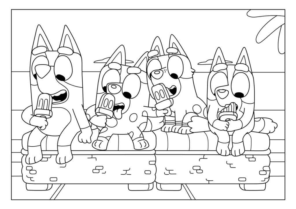 Bluey And Bingo Coloring Page Template