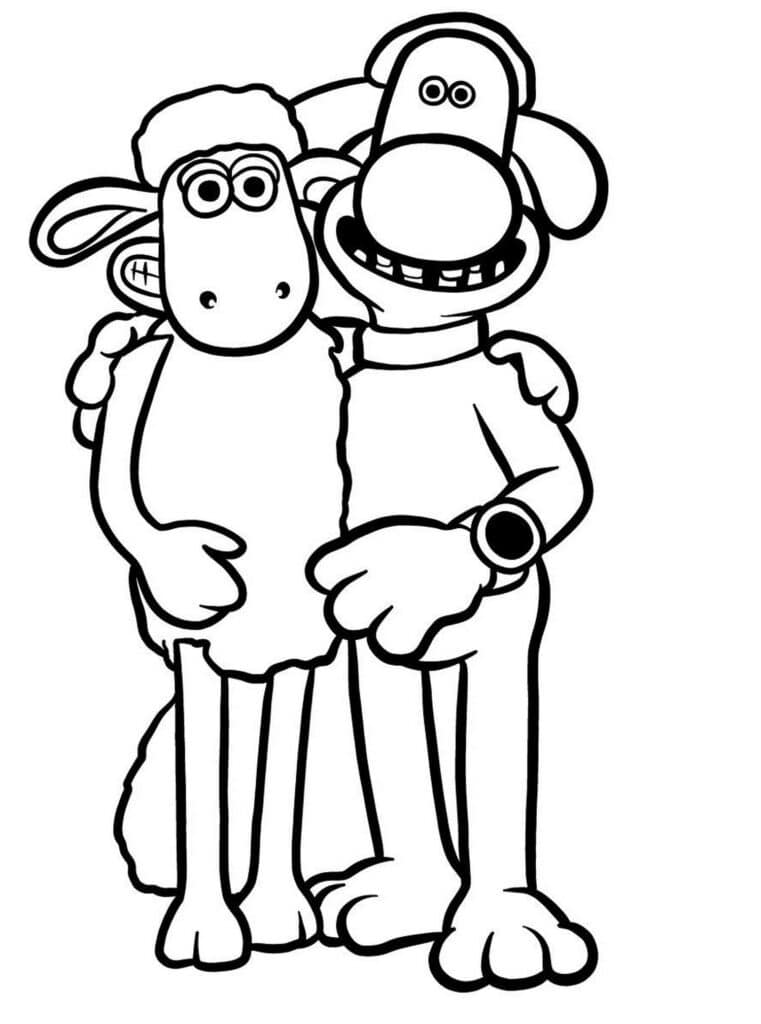 Shaun the Sheep Shaun and Bitzer Coloring Page Template