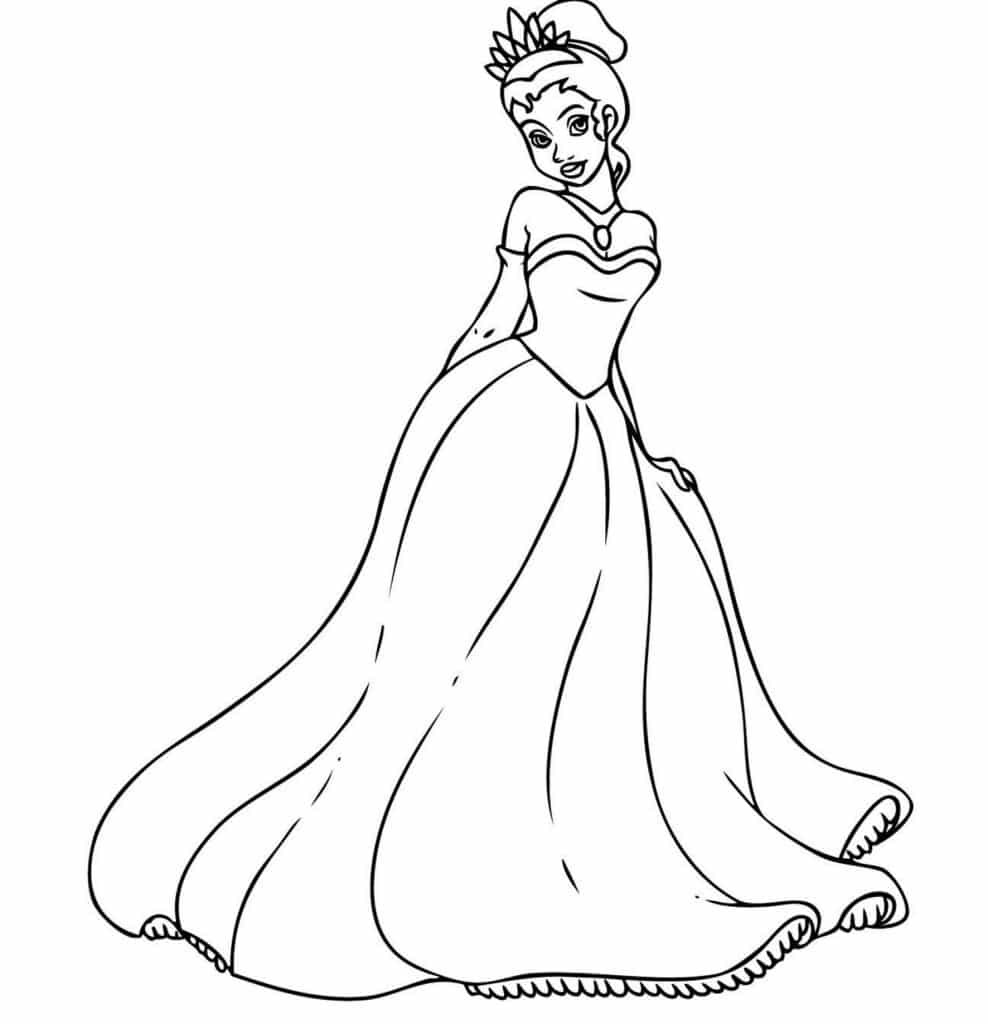 Free Princess Tiana Coloring Page template