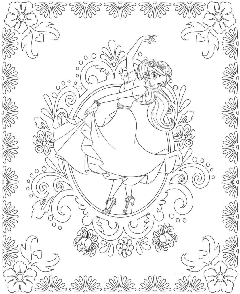 Elena of Avalor Dancing Coloring Page Template