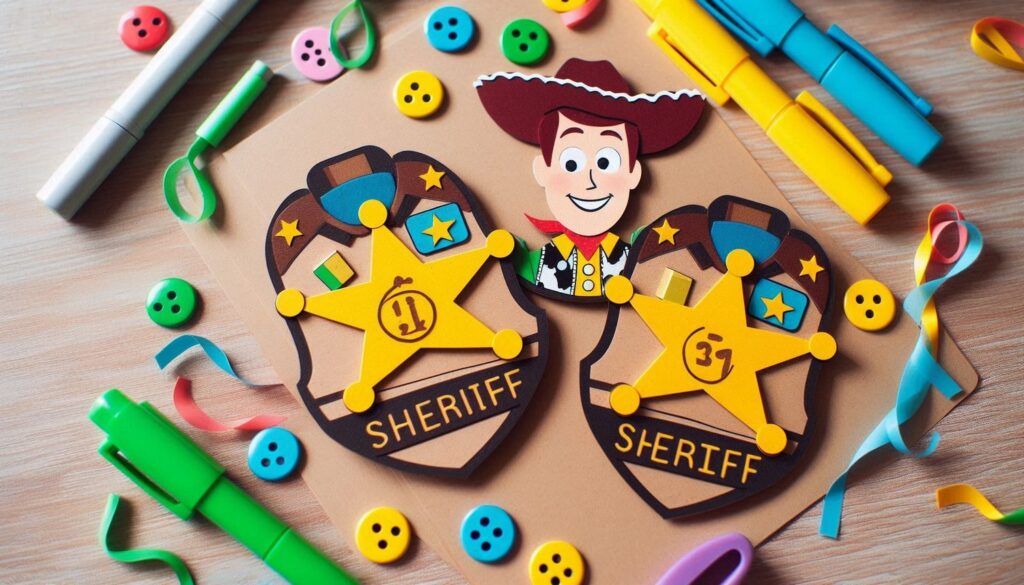 DIY Woody Sheriff badges made of papers