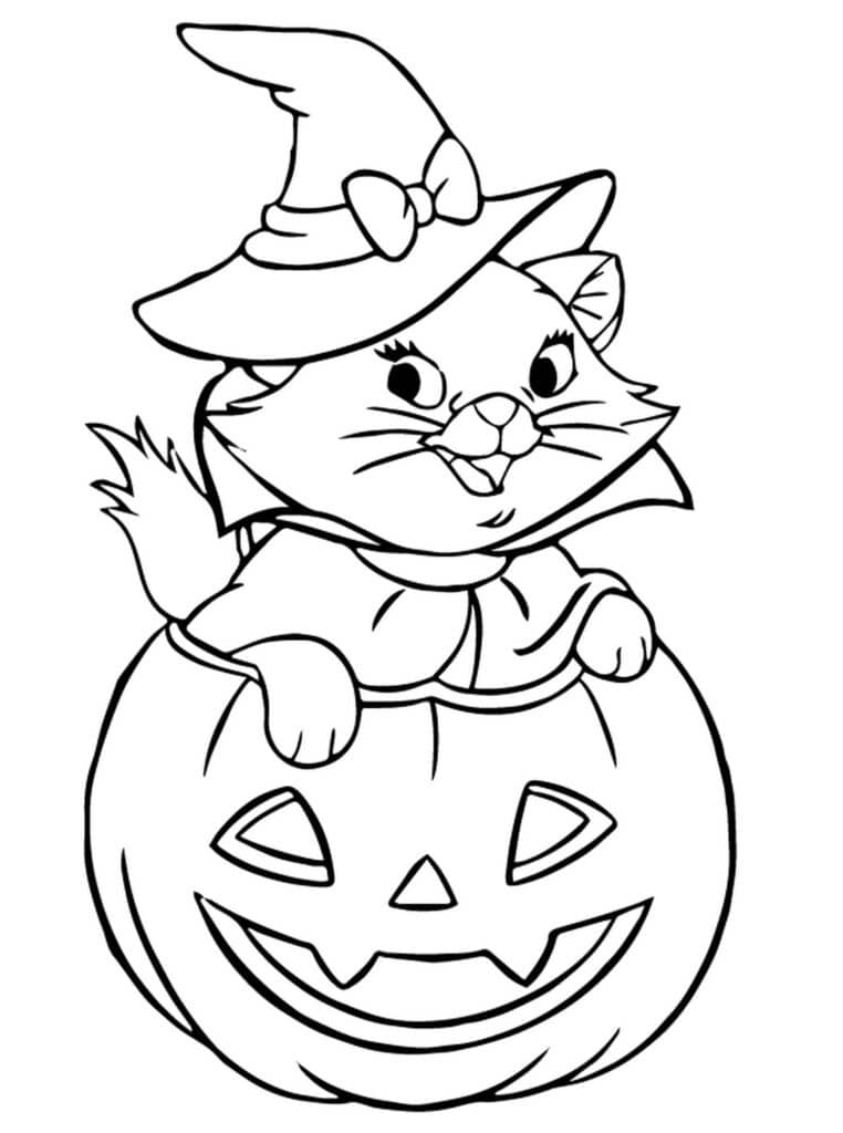 Marie the Aristocats Halloween Coloring Page Template