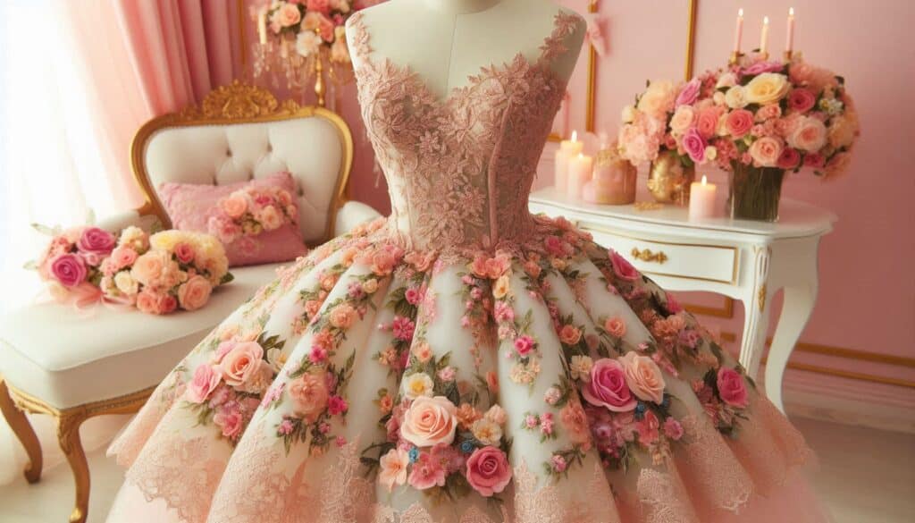 Stunning Flowy, blush Floral themed dress