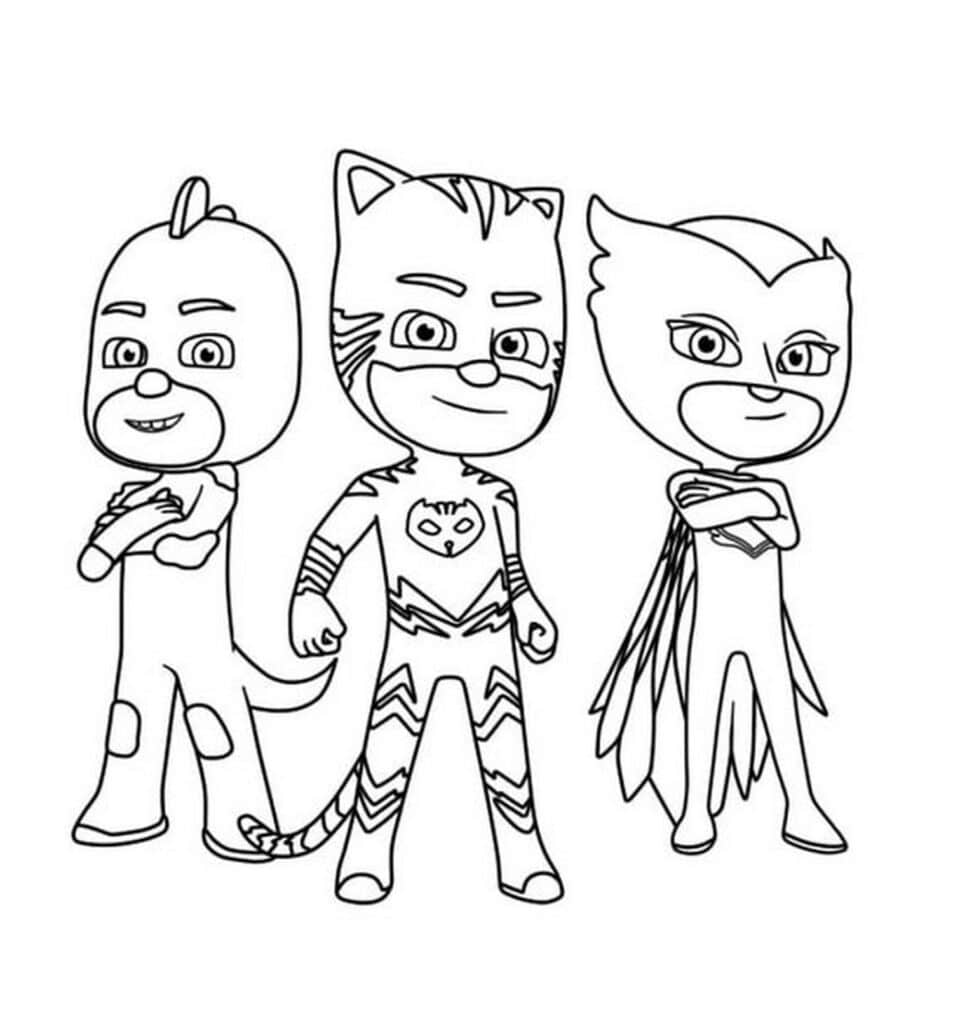 PJ Masks Printable Coloring Page Template