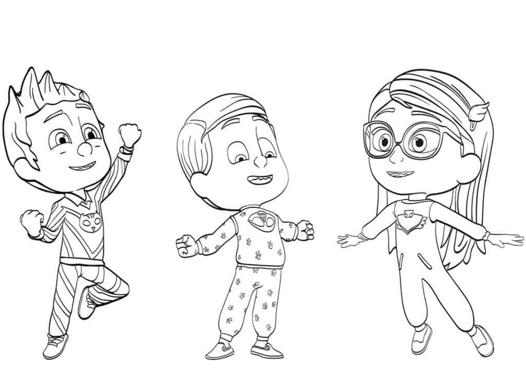 PJ Masks in Pajama Printable Coloring Page Template