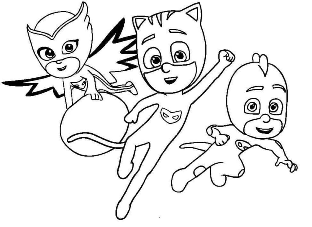 PJ Masks Catboy and friends Printable Coloring Page Template