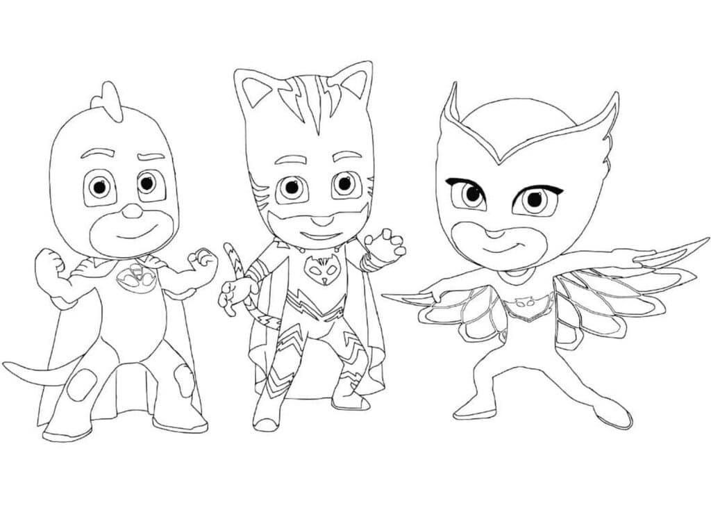 Cute PJ Masks Printable Coloring Page Template