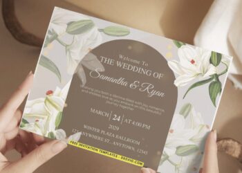 White Lily Wedding Invitation