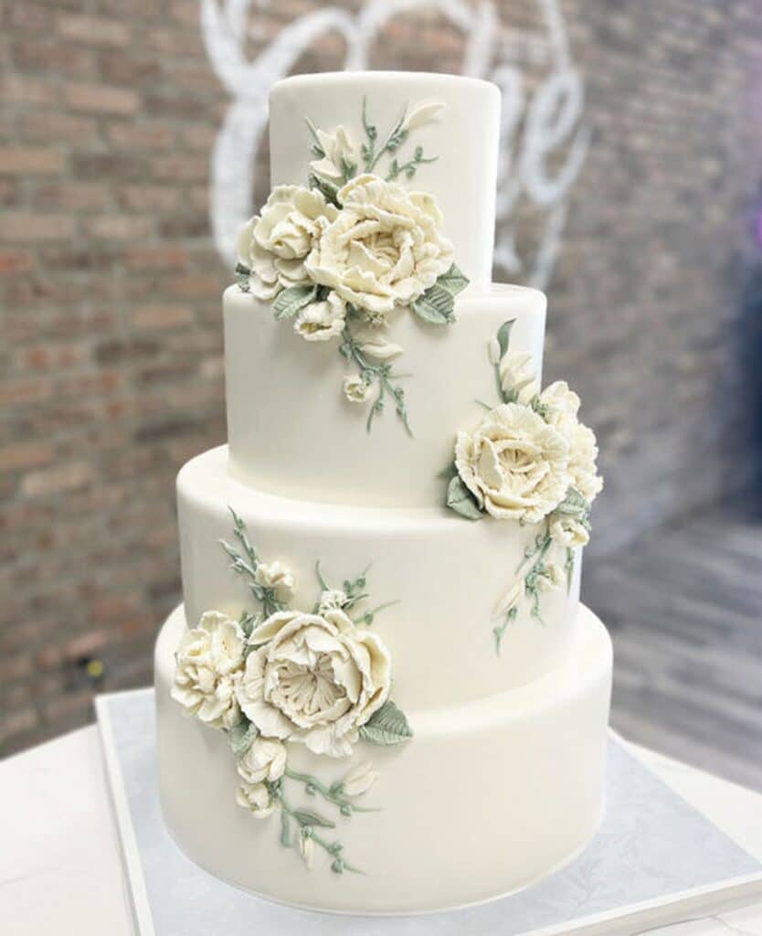 Vintage Wedding Cake with Sugar Flowers