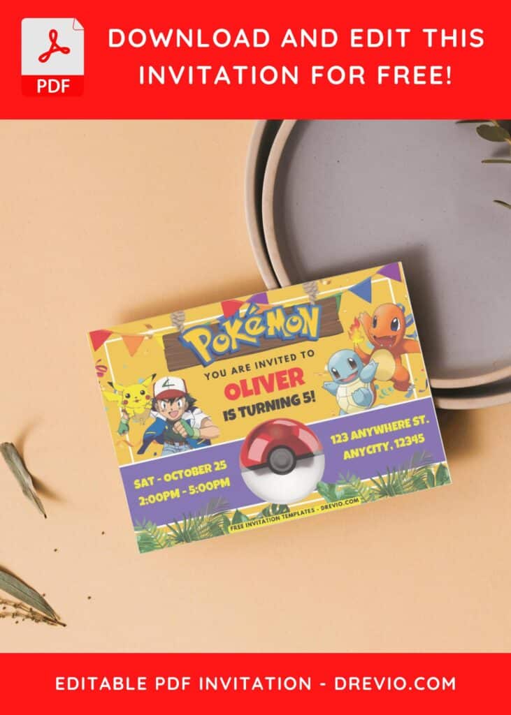 Pokemon Jungle Birthday Invitation