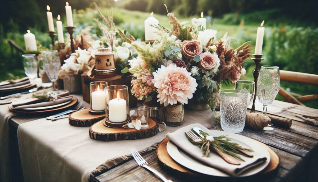 Rustic Garden Boho Wedding table decor