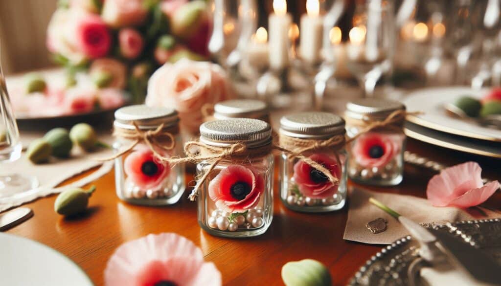 Beautiful Flower in jar party favors