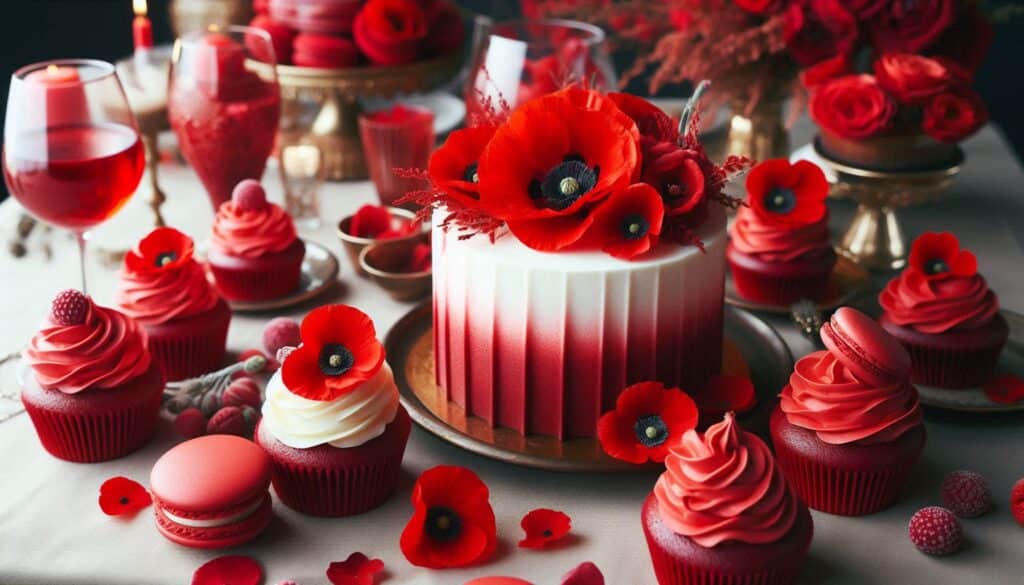 Wedding cake with edible Poppy sugar flowers