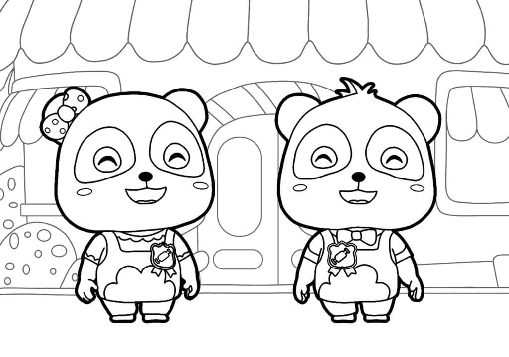 BabyBus Kiki and MiuMiu Coloring Page Template