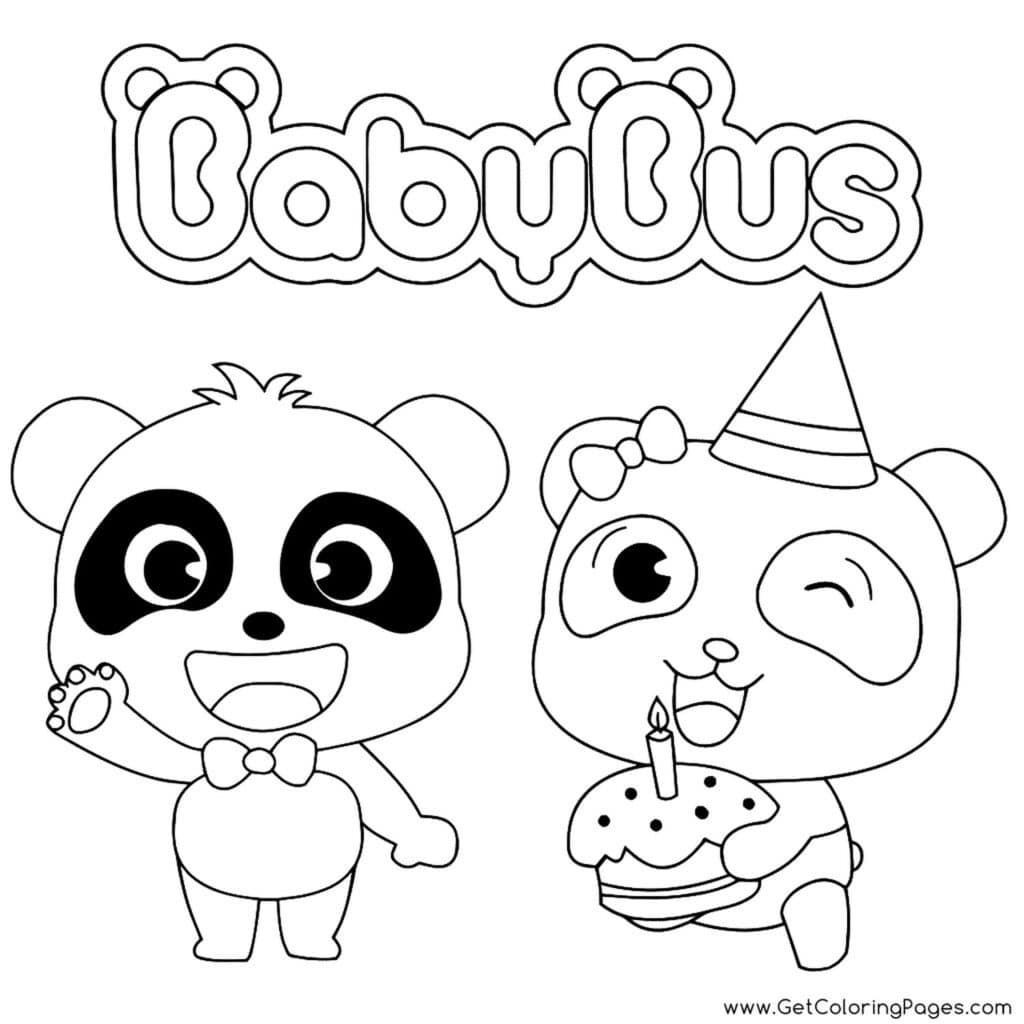 BabyBus MiuMiu holding cupcake Coloring Page Template