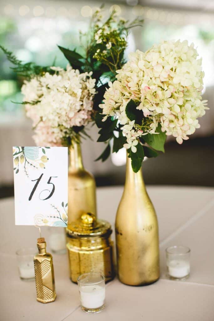 DIY Gold Spray Painted Bottle Vases