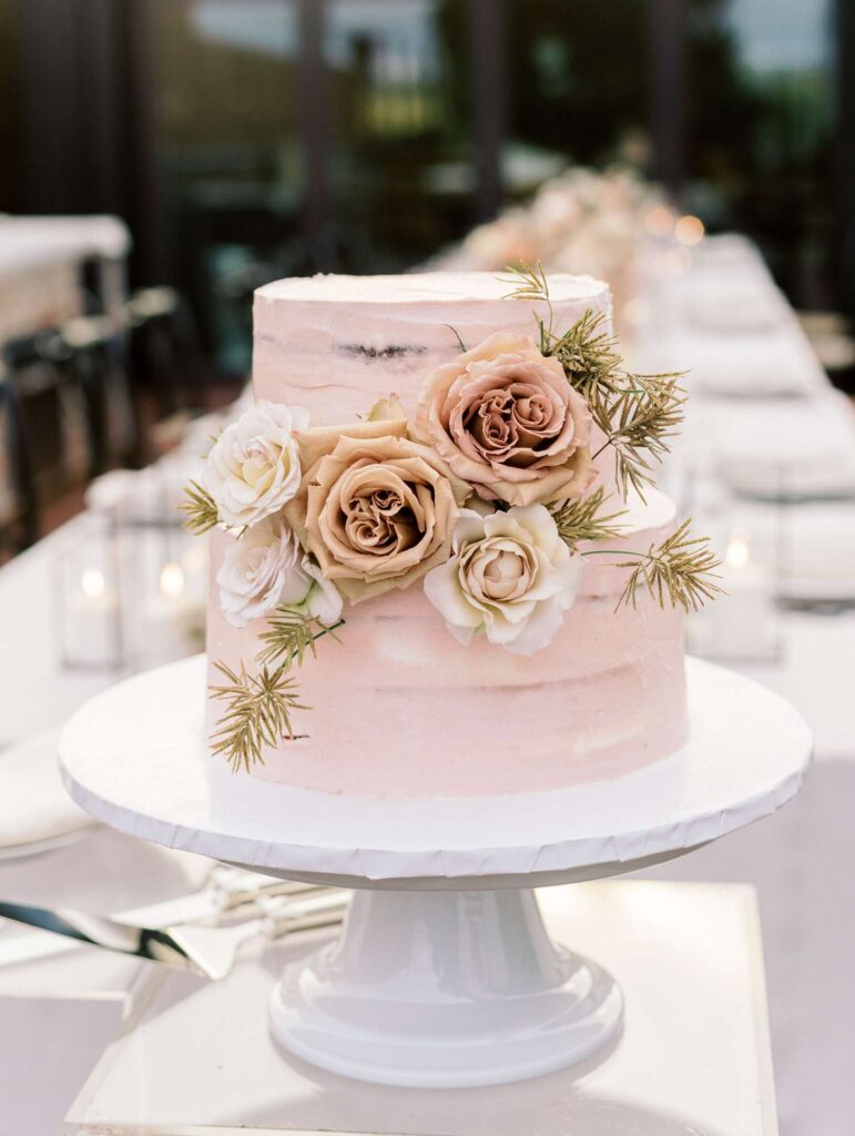 Two-tiered Floral Wedding Cakes