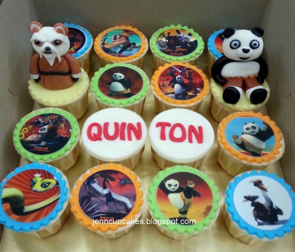 Kung Fu Panda Cupcakes with Master Shifu, Po and Tigress topper