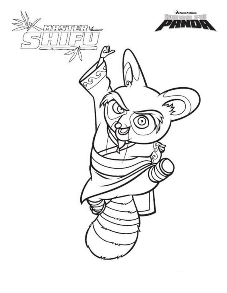 Master Shifu Po Kung Fu Panda Coloring Pages Template