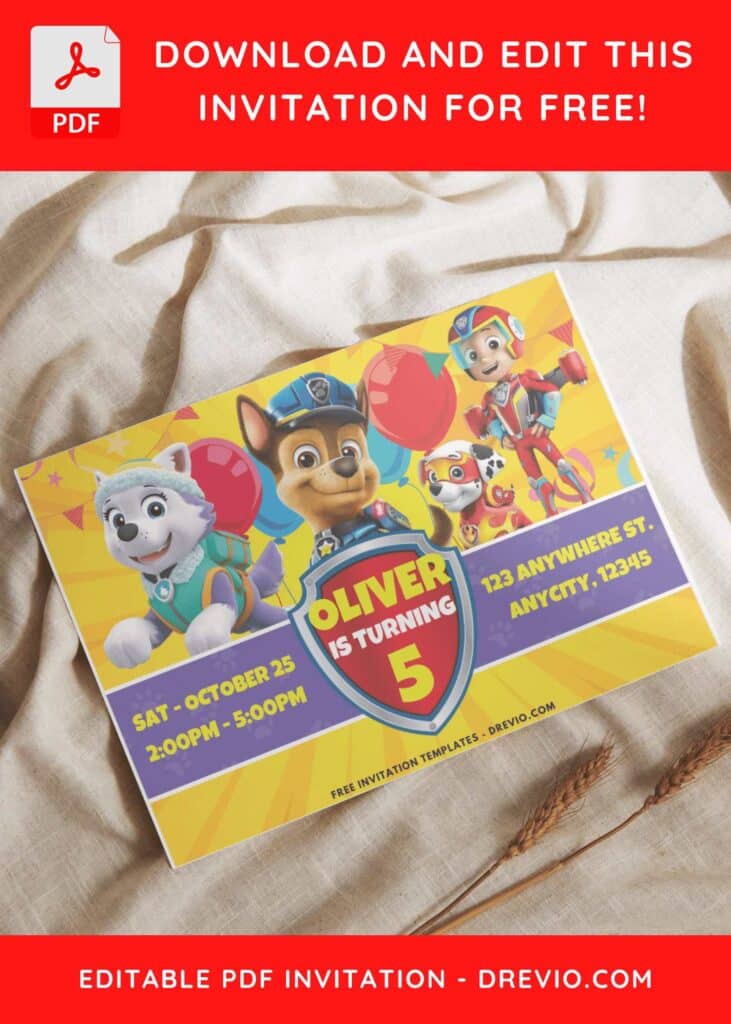 PAW Patrol Ryder and Chase Birthday Invitation