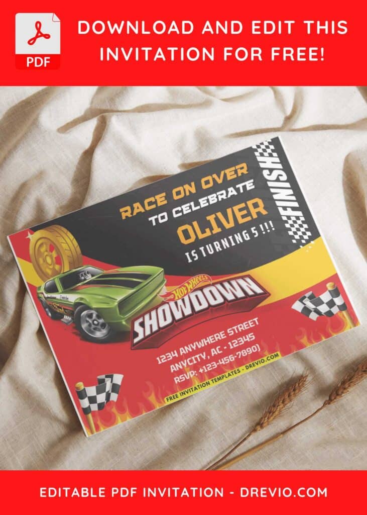 Hot Wheels Showdown Birthday Invitation