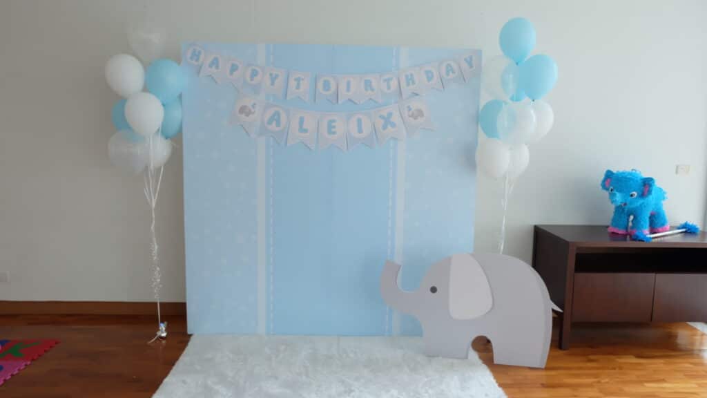 Baby Elephant Birthday Party Backdrop