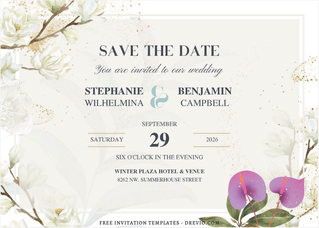 Save the date Magnolia honey tulip invitation