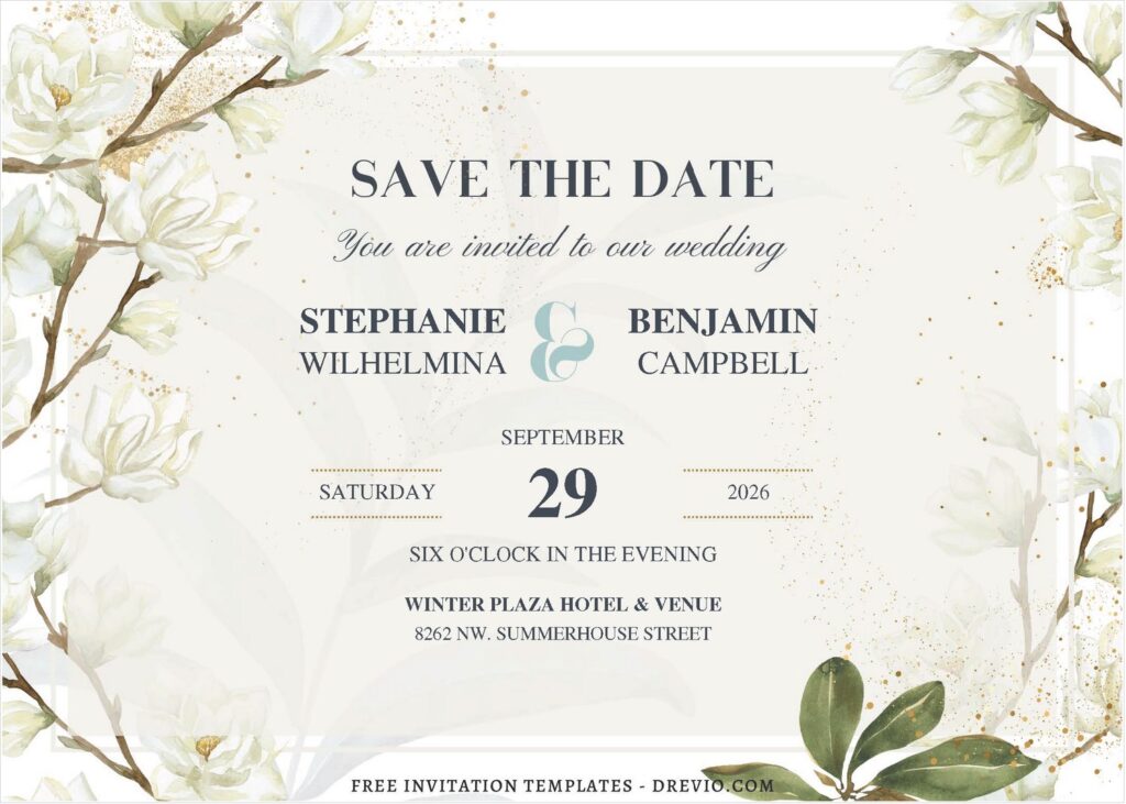 Save the date floral invitation