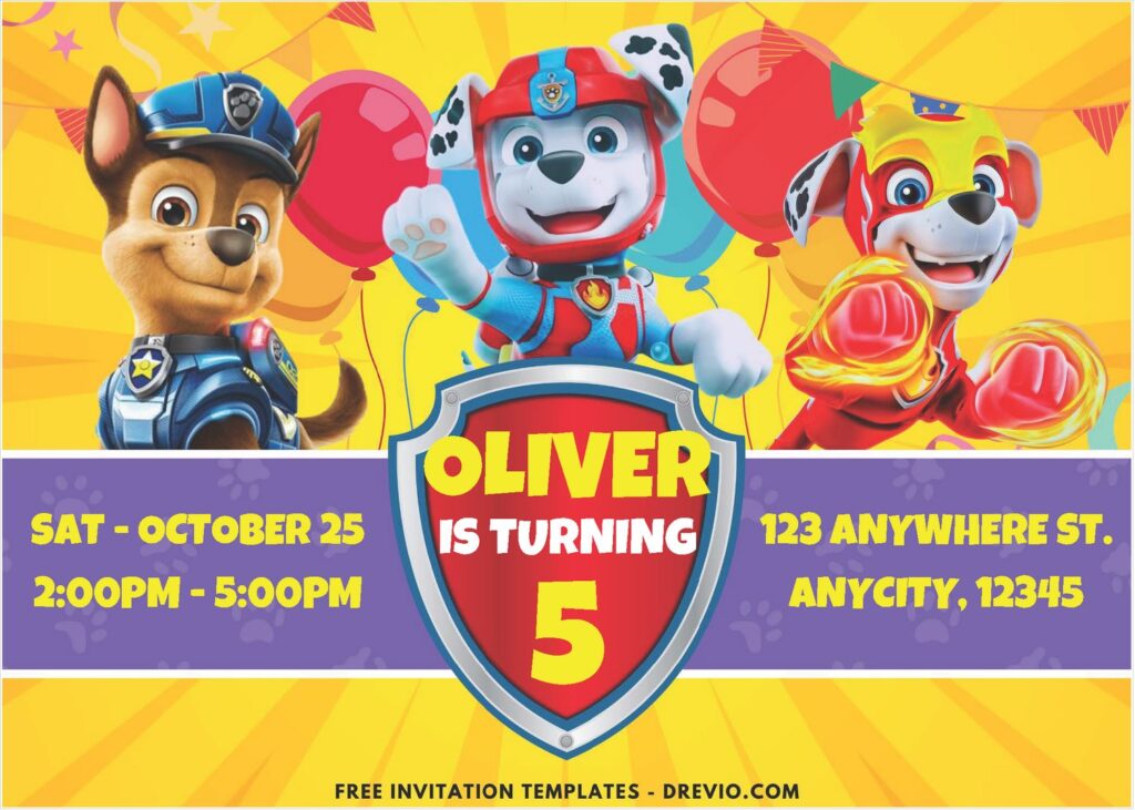 PAW Patrol Chase and Marshall Birthday Invitation