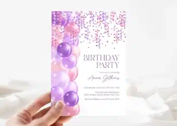 Purple Birthday Party Invitations (Credit: pinterest)