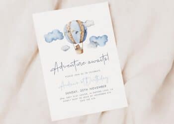 Soft Blue Birthday Party Invitation (Credit: pinterest)