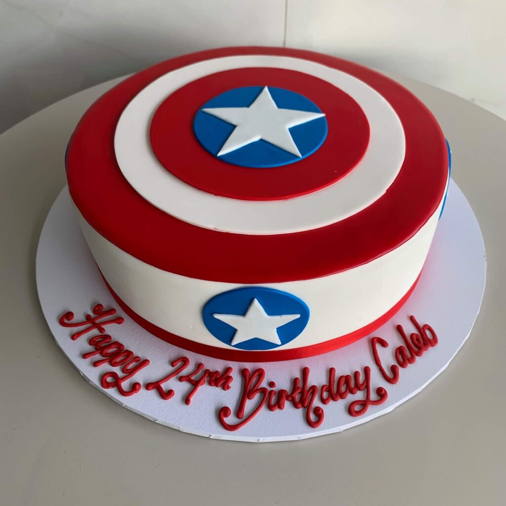 Blue white red Captain America’s Shield Cake