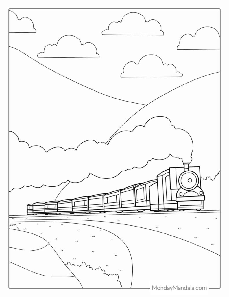 Steam Train Coloring Pages Templates