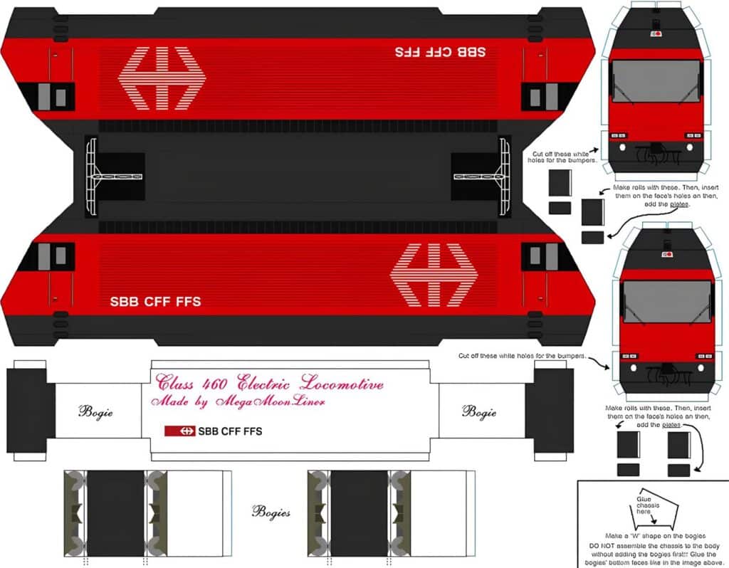 Printable Papercraft Train template