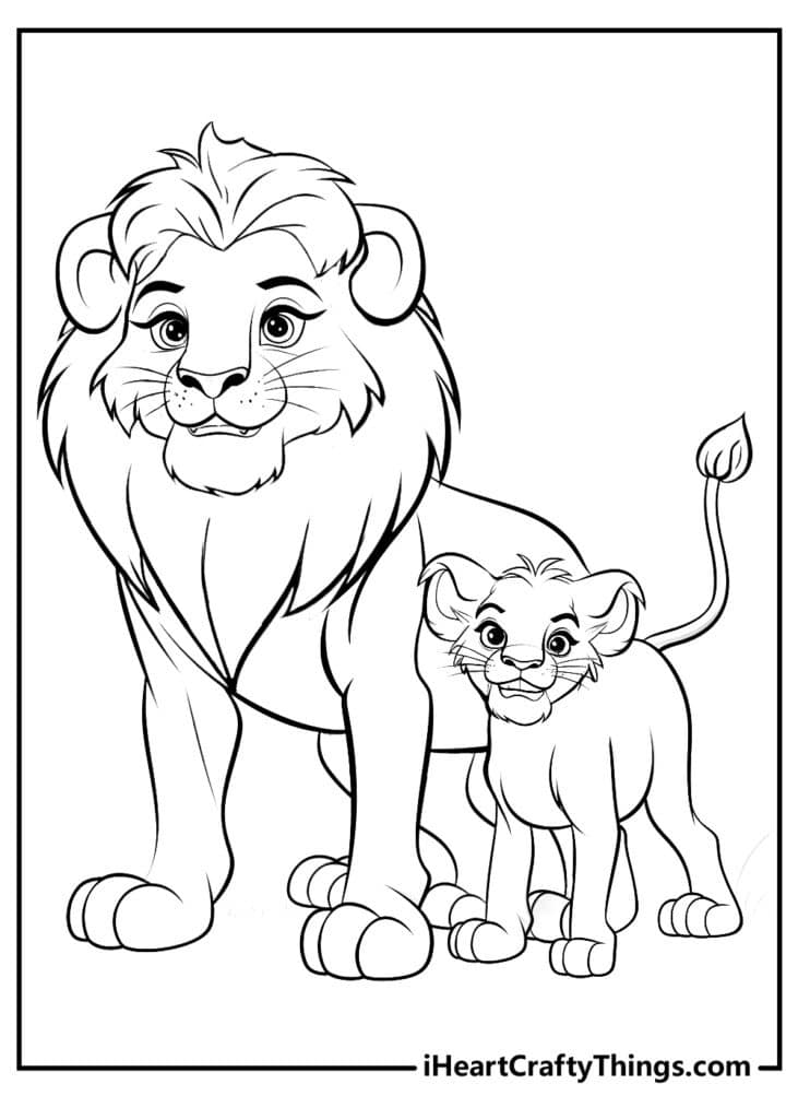 Lion King Mufasa and Simba Coloring Pages Templates